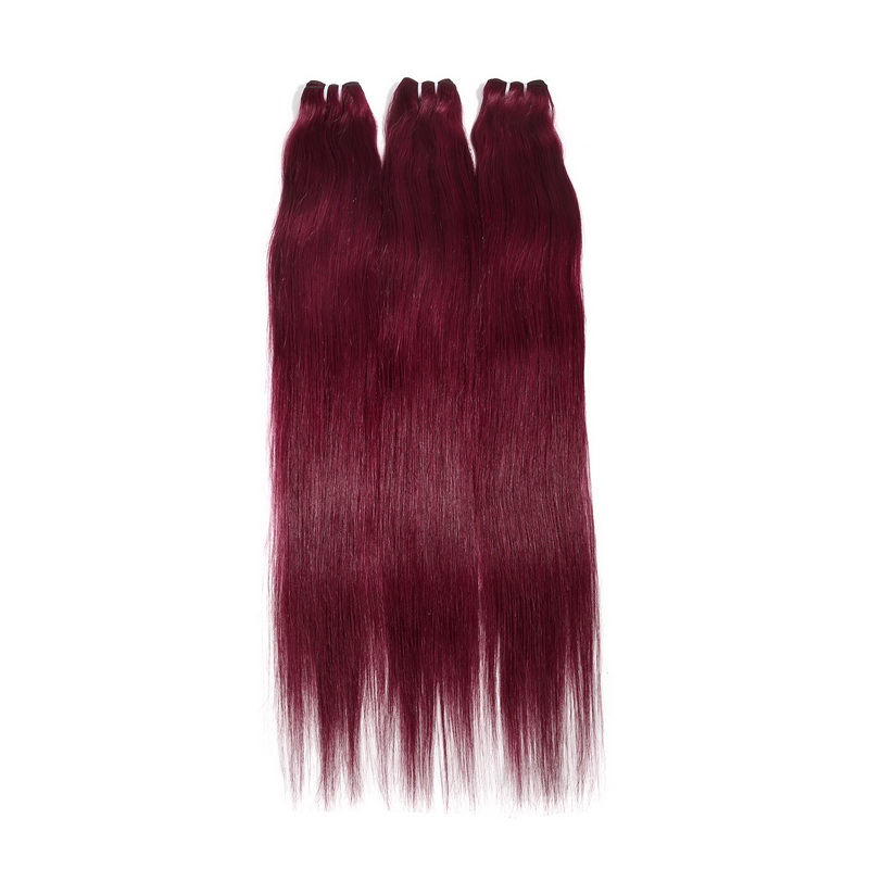 #99J Burgundy Color Natural Straight Virgin Human Hair Bundles